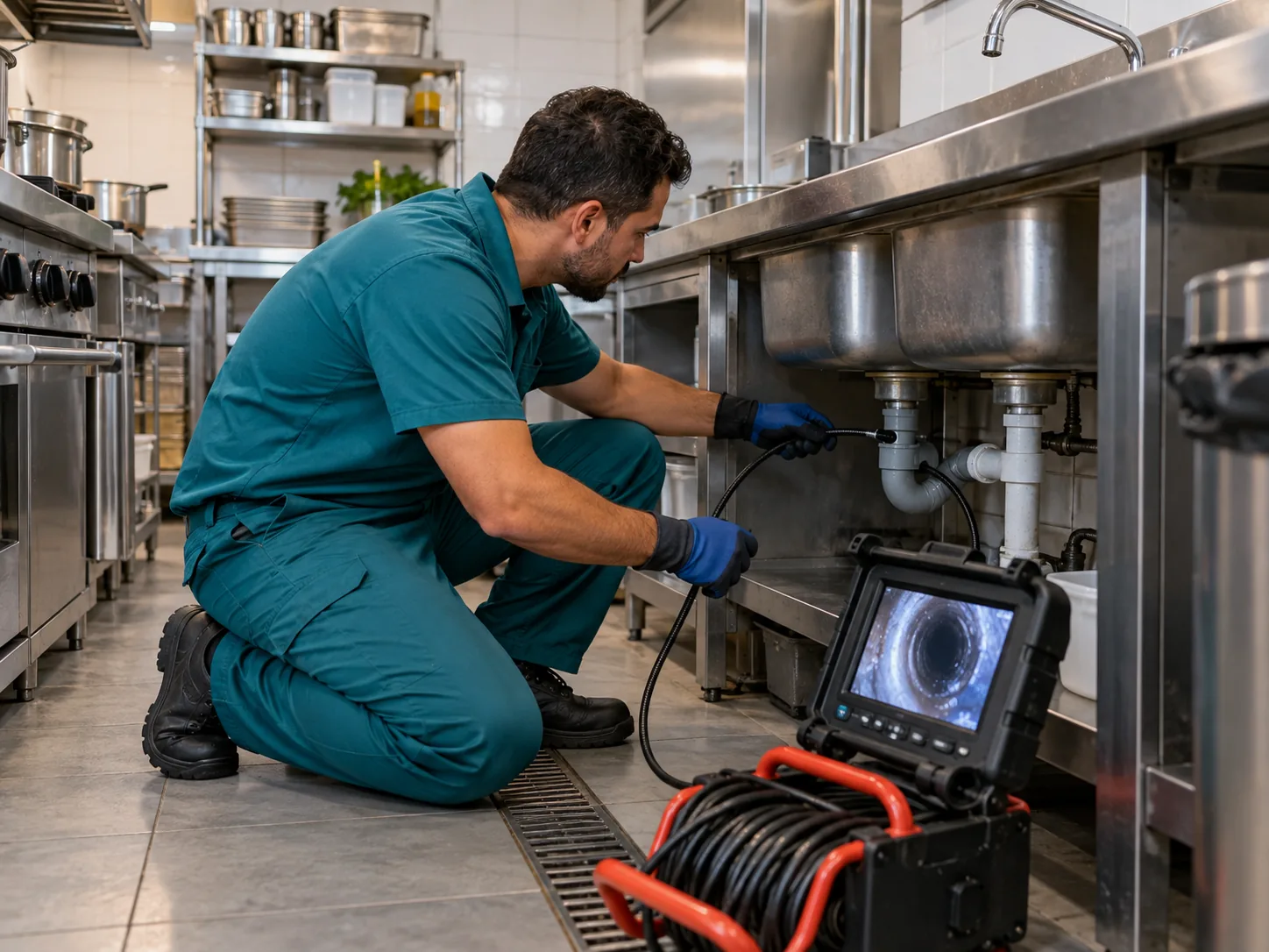 Diagnóstico hidráulico em pia de cozinha comercial